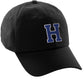 I&W Hatgear Customized Letter Initial Baseball Hat A to Z Team Colors,Black Cap White Blue