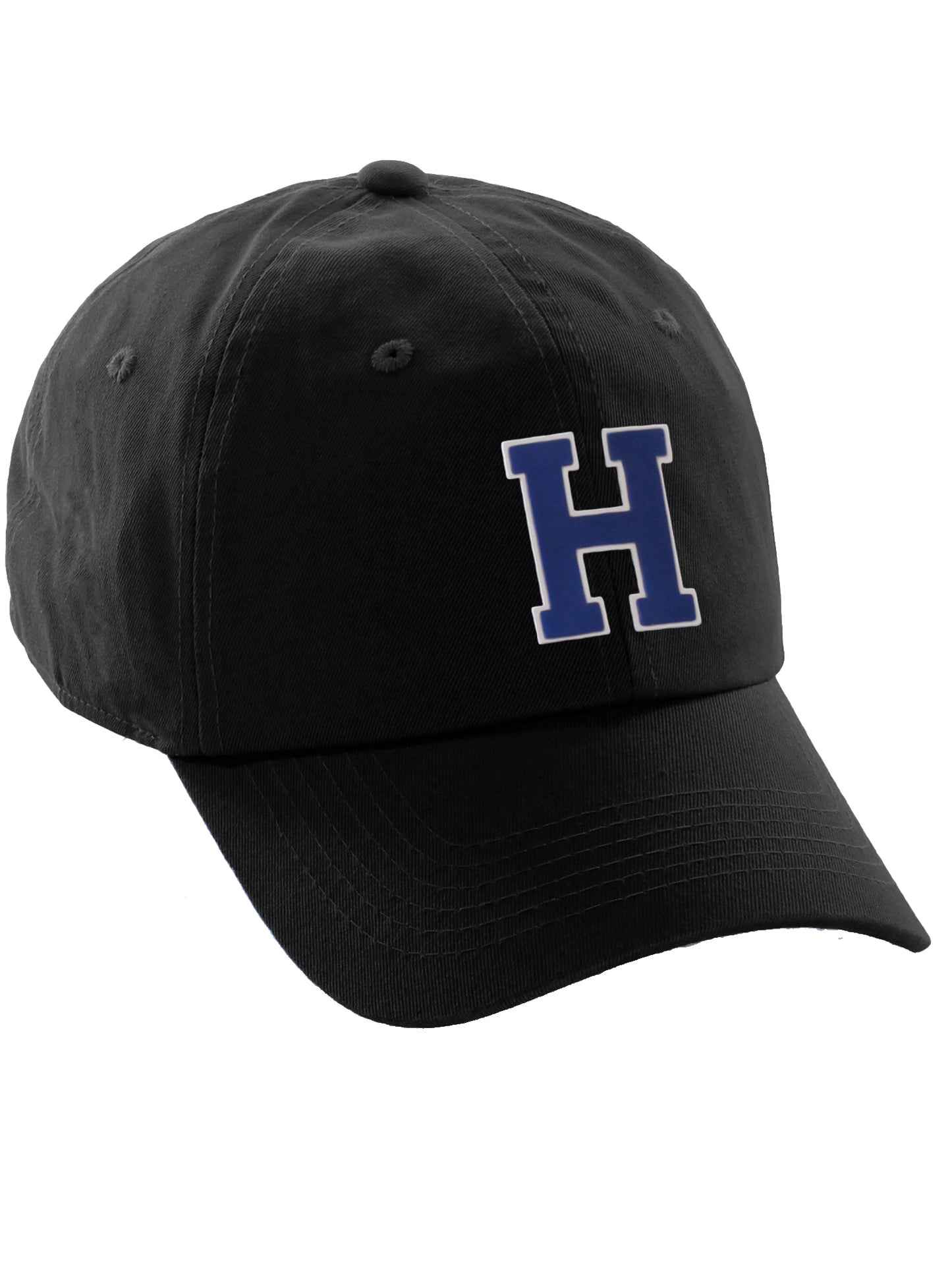 I&W Hatgear Customized Letter Initial Baseball Hat A to Z Team Colors,Black Cap White Blue