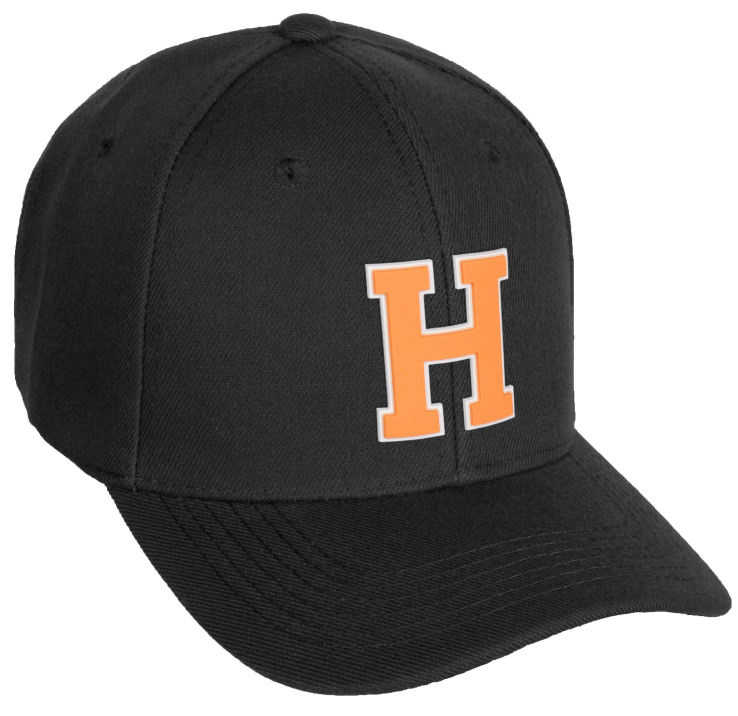 Daxton Classic Structured Baseball Hat Custom A to Z Initial White Neon Orange Letter