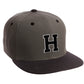 Classic Snapback Hat Custom A to Z Initial Letters, Charcoal Black Cap Wht Blk