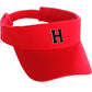 Custom Sport Sun Visor Hat A to Z Initial Team Letters, Red Visor White Black