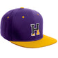 Daxton Classic Snapback Initial Numbers Letters Flat Bill Visor Purple Yellow Cap