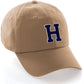 I&W Hatgear Customized Letter Initial Baseball Hat A to Z Team Colors, Khaki Cap White Navy