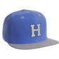 Classic Snapback hat Custom A to Z Initial Letters, Blue Gray Cap Black White