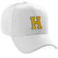 Classic Baseball Hat Custom A to Z Initial Team Letter, White Cap Black Gold