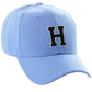 Classic Baseball Hat Custom A to Z Initial Team Letter, Sky Cap White Black