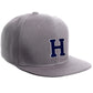Classic Snapback Hat Custom A to Z Initial Letters, Light Grey Cap White Navy