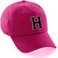 I&W Hatgear Customized Letter Initial Baseball Hat A to Z Team Colors, Hot Pink Hat Wh Blck