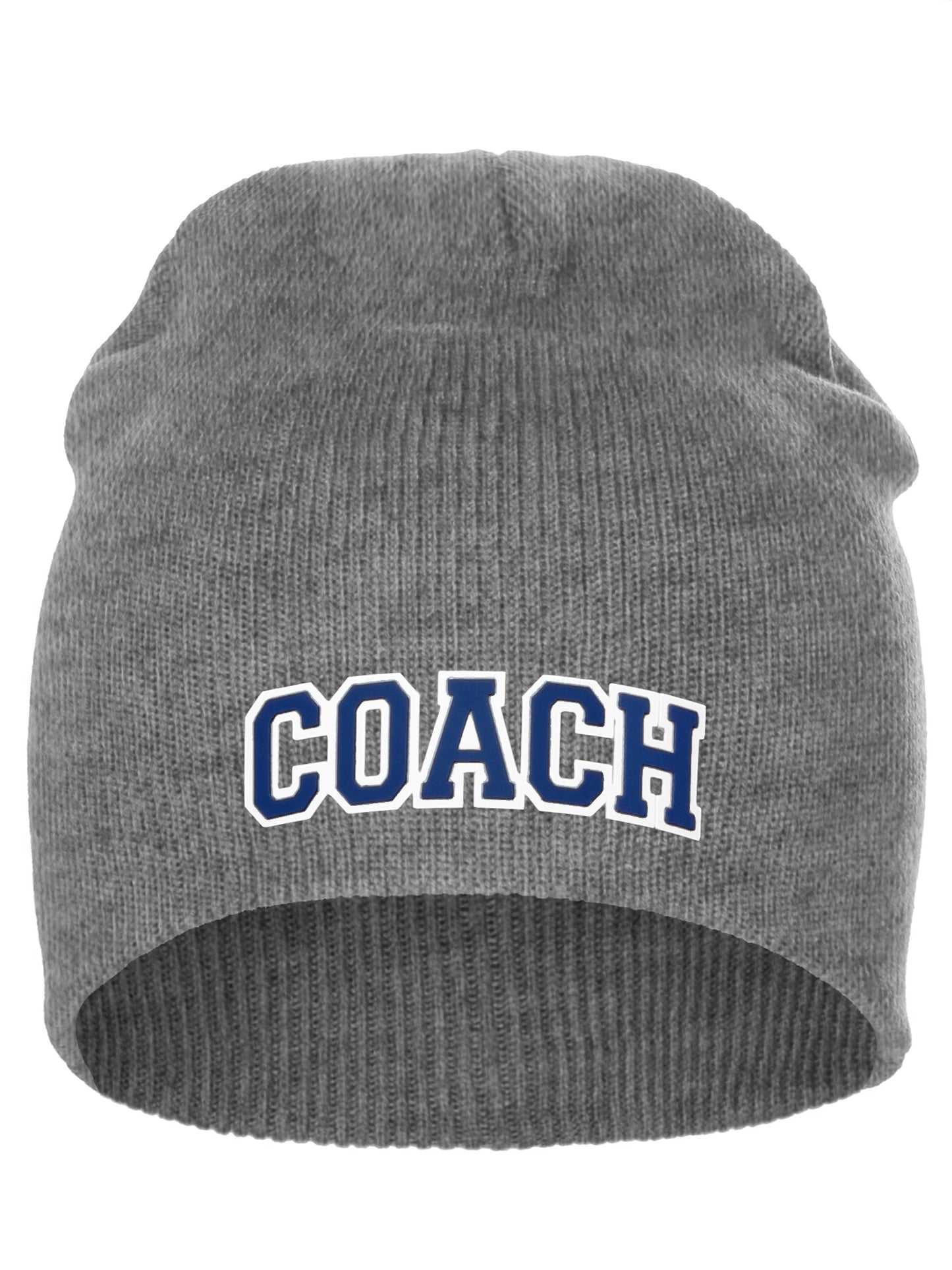 Coach Arch Letters Winter Knit Cuffless Beanie 3D Raised Layers
