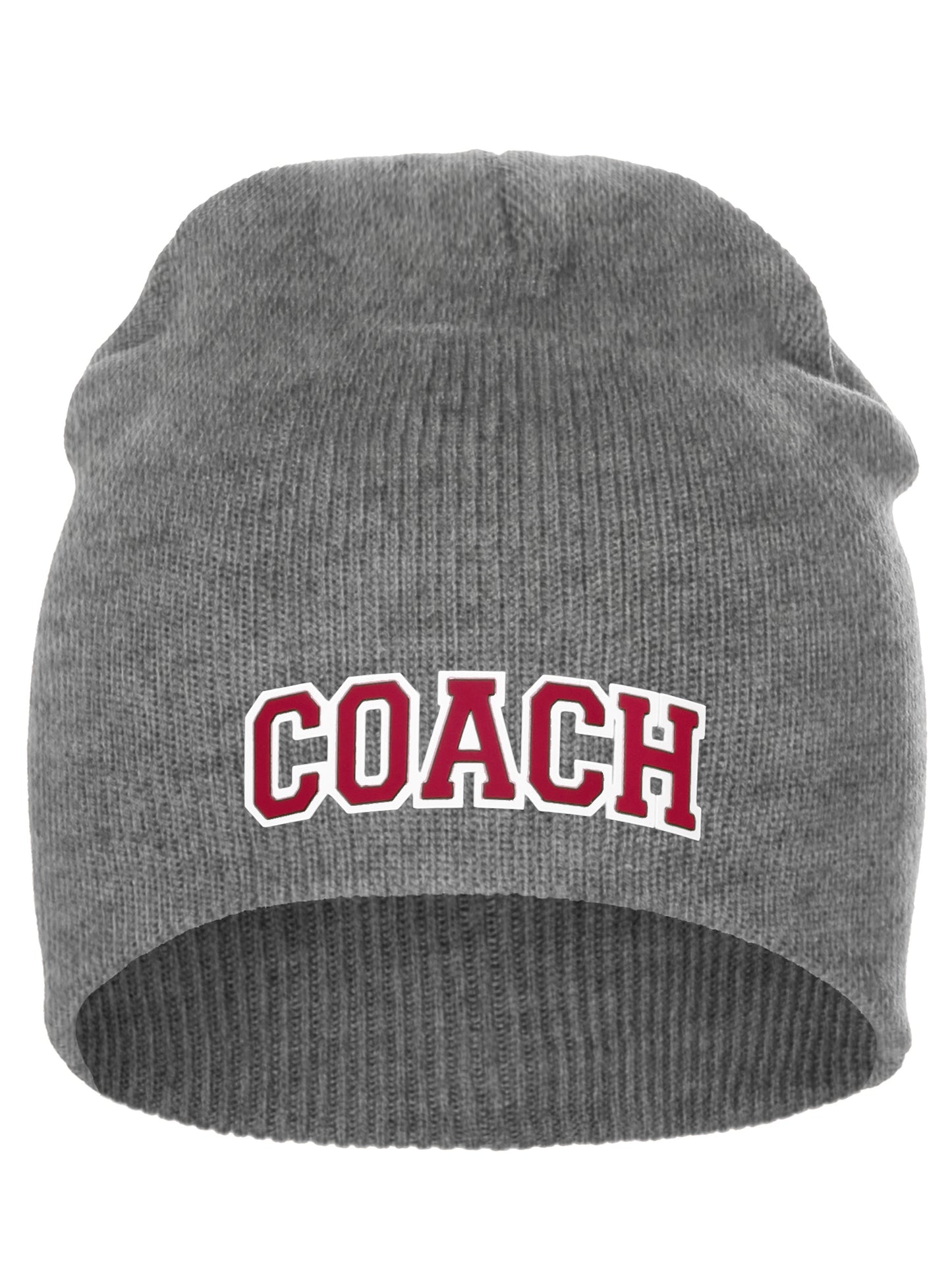 Coach Arch Letters Winter Knit Cuffless Beanie 3D Raised Layers
