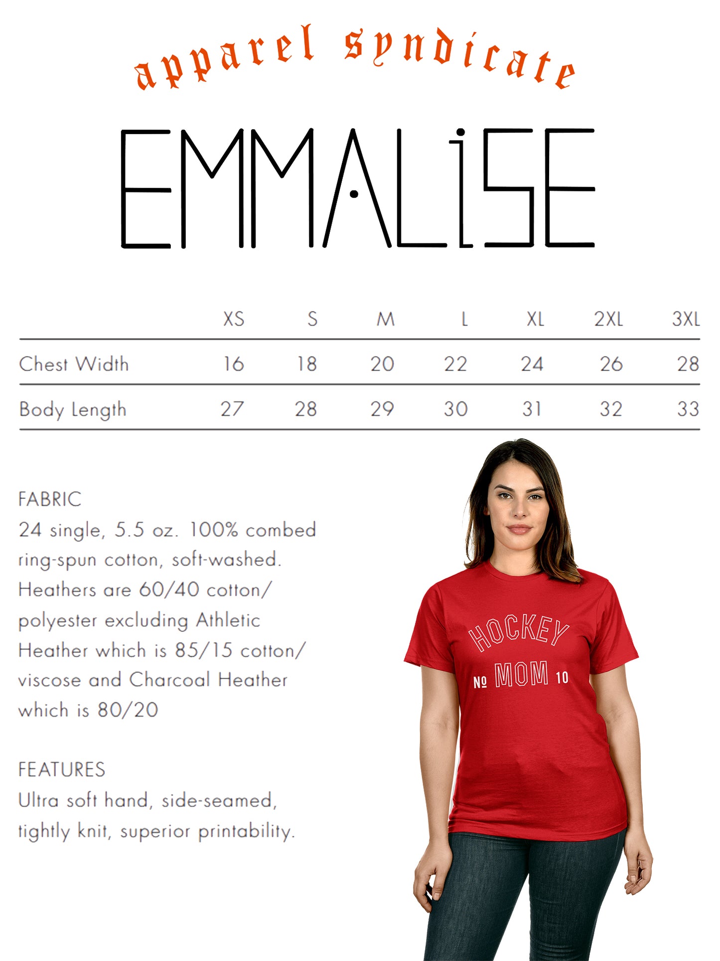 Emmalise Women's Hockey Mom Custom Number Round Neck Short Sleeve and Pullover Hoodie Fleece Sweatshirt