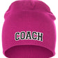 Coach Arch Letters Winter Knit Cuffless Beanie 3D Raised Layers