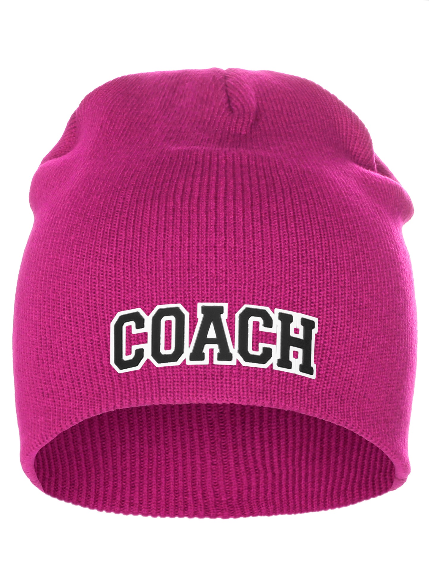 Coach Arch Letters Winter Knit Cuffless Beanie 3D Raised Layers