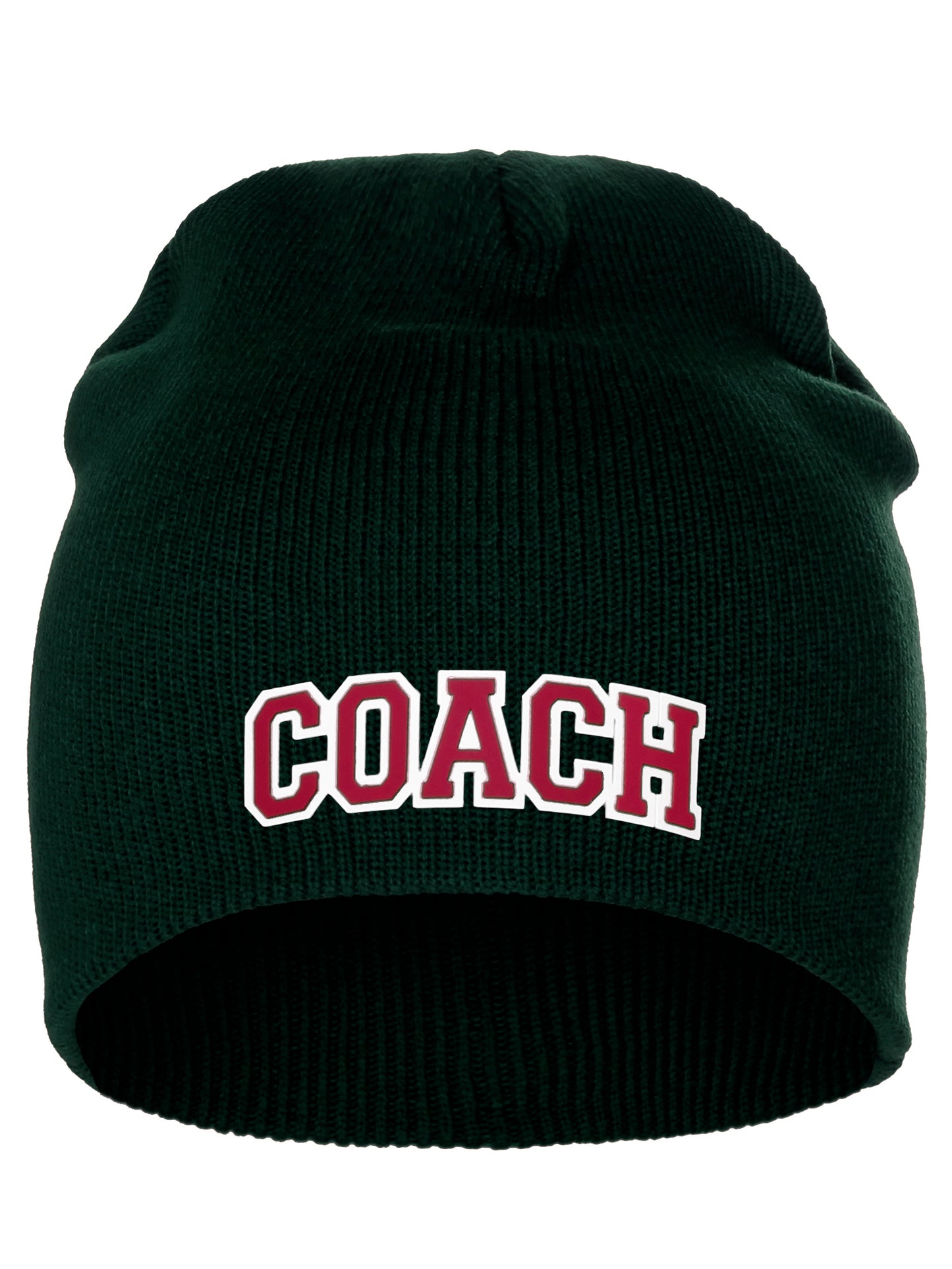 Coach Arch Letters Winter Knit Cuffless Beanie 3D Raised Layers