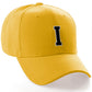 Classic Baseball Hat Custom A to Z Initial Team Letter, Yellow Cap White Black