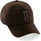 I&W Hatgear Customized Letter Initial Baseball Hat A to Z Team Colors, Brown Cap White Black