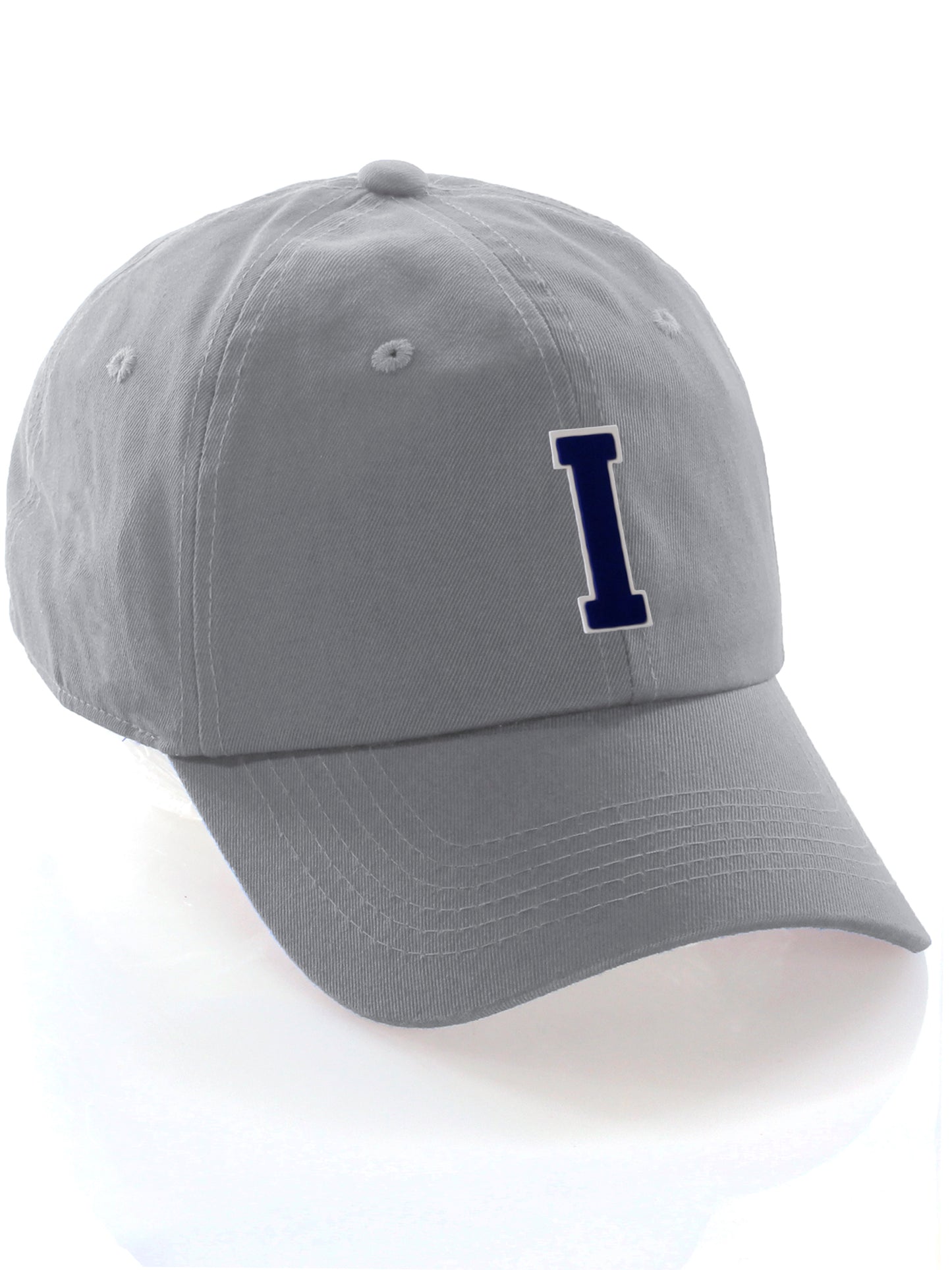 Custom Hat A to Z Initial Letters Classic Baseball Cap, Light Grey White Navy
