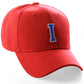 Classic Baseball hat Custom A to Z Initial Team Letter, Red Cap White Blue