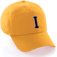 I&W Hatgear Customized Letter Initial Baseball Hat A to Z Team Colors, Gold Cap White Navy