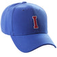 Classic Baseball Hat Custom A to Z Initial Team Letter, Blue Cap White Red