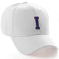 Classic Baseball Hat Custom A to Z Initial Team Letter, White Cap Red Blue