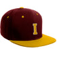 Classic Snapback Hat Custom A to Z Initial Letters, Burgundy Gold Cap White Gold