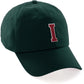 Custom Hat A to Z Initial Letters Classic Baseball Cap, Dk Green Hat White Red