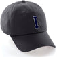 Custom Hat A to Z Initial Letters Classic Baseball Cap, Charcoal Hat White Navy
