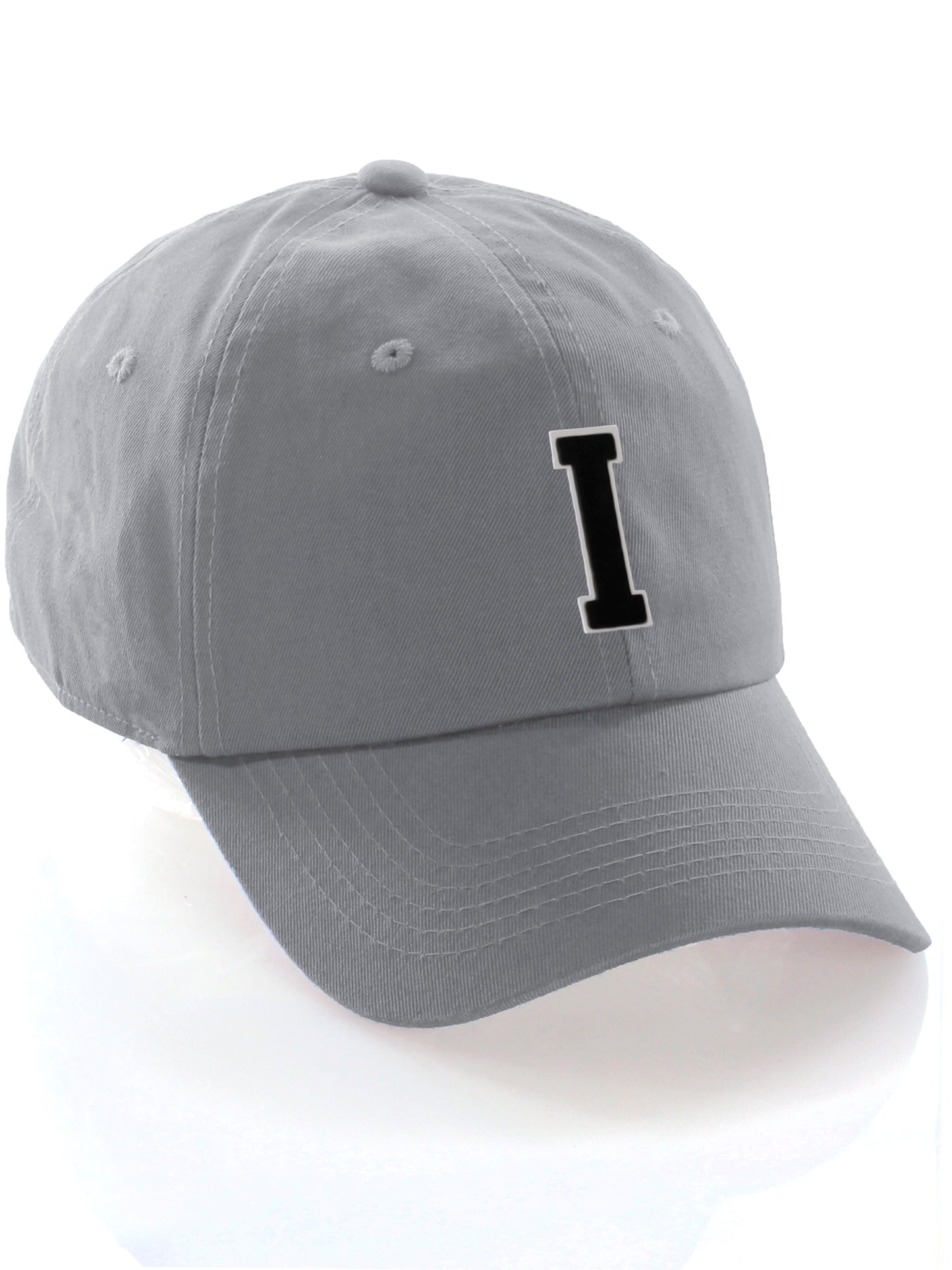 Custom Hat A to Z Initial Letters Classic Baseball Cap, Light Grey White Black