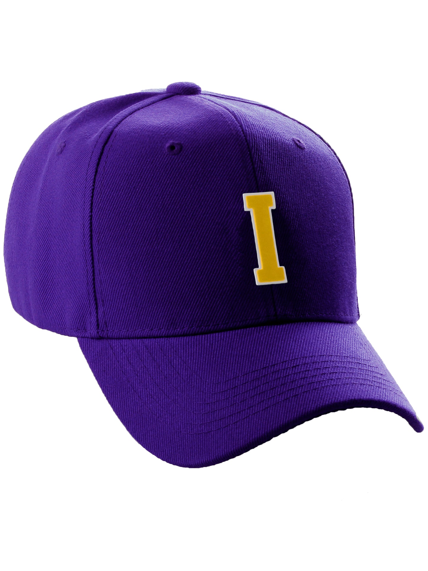 Classic Baseball hat Custom A to Z Initial Team Letter, Purple Cap White Gold