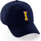 I&W Hatgear Customized Letter Initial Baseball Hat A to Z Team Colors, Navy Cap White Gold