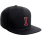 Classic Snapback Hat Custom A to Z Initial Raised Letters, Black Cap White Red