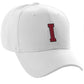Classic Baseball Hat Custom A to Z Initial Team Letter, White Cap Black Red