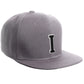 Classic Snapback Hat Custom A to Z Initial Letters, Light Grey Cap White Black