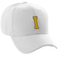 Classic Baseball Hat Custom A to Z Initial Team Letter, White Cap Black Gold