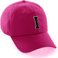 I&W Hatgear Customized Letter Initial Baseball Hat A to Z Team Colors, Hot Pink Hat Wh Blck