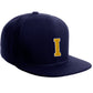Classic Snapback Hat Custom A to Z Initial Letters, Navy Cap White Gold