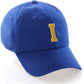 I&W Hatgear Customized Letter Initial Baseball Hat A to Z Team Colors, Blue Cap White Gold