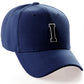 Classic Baseball Hat Custom A to Z Initial Team Letter, Navy Cap White Black