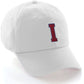 I&W Hatgear Customized Letter Initial Baseball Hat A to Z Team Colors, White Cap Blue Red