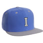 Classic Snapback hat Custom A to Z Initial Letters, Blue Gray Cap Black White