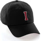 I&W Hatgear Customized Letter Initial Baseball Hat A to Z Team Colors, Black Cap White Red