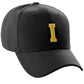Classic Baseball hat Custom A to Z Initial Team Letter, Black Cap White Gold