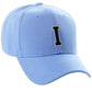 Classic Baseball Hat Custom A to Z Initial Team Letter, Sky Cap White Black