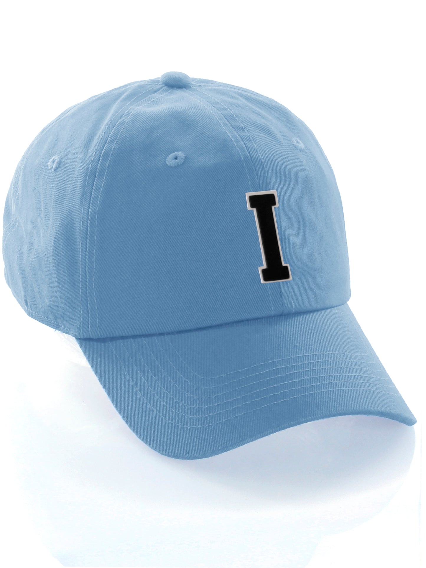 Customized Letter Initial Baseball Hat A to Z Team Colors, Sky Cap White Black