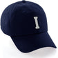I&W Hatgear Customized Letter Initial Baseball Hat A to Z Team Colors, Navy Cap Black White