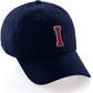I&W Hatgear Customized Letter Initial Baseball Hat A to Z Team Colors, Navy Cap White Red