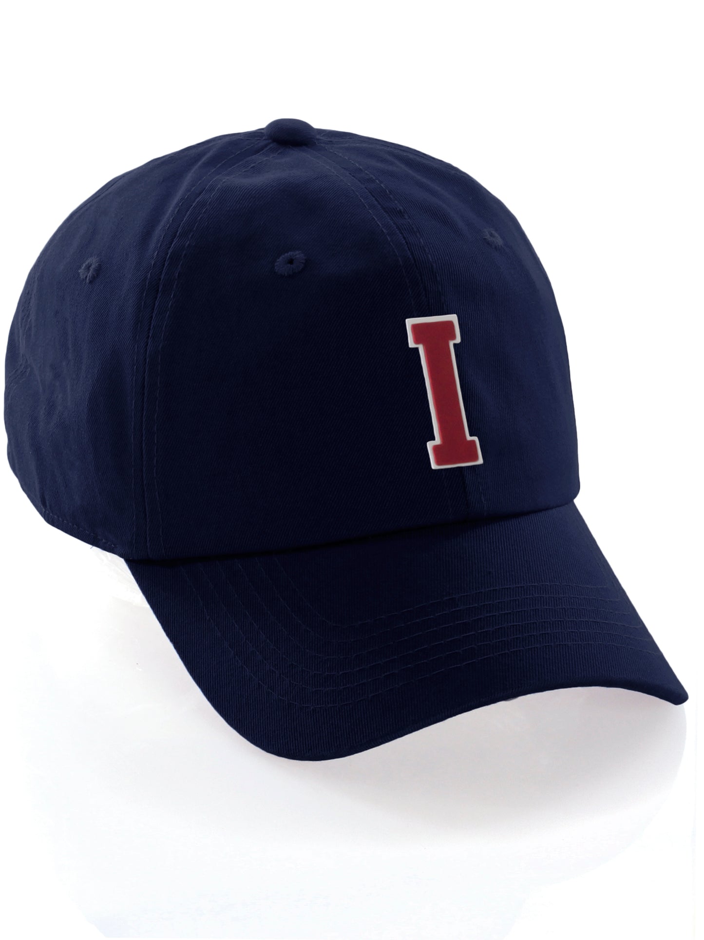 I&W Hatgear Customized Letter Initial Baseball Hat A to Z Team Colors, Navy Cap White Red