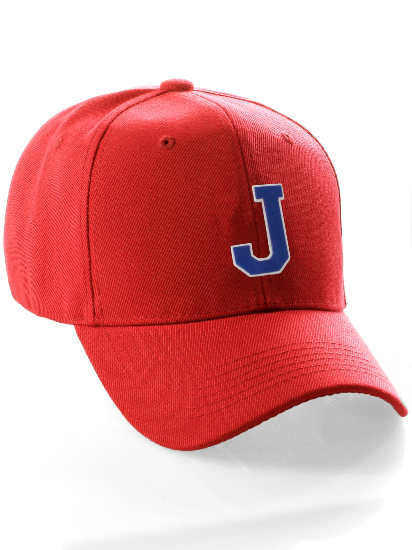 Classic Baseball hat Custom A to Z Initial Team Letter, Red Cap White Blue