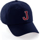 I&W Hatgear Customized Letter Initial Baseball Hat A to Z Team Colors, Navy Cap White Red